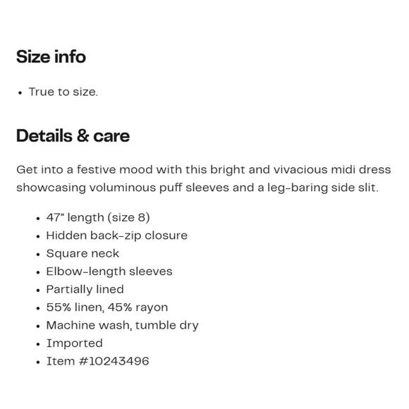 Avec Les Filles Coral Orange Puff Sleeve Side Slit Tiered Midi Dress Sz 2 XS - Picture 11 of 11